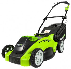 Buy lawn mower Greenworks 2500007 G-MAX 40V 40 cm 3-in-1 online :: Characteristics and Photo