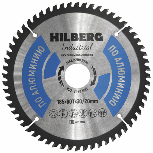 фотография Диск пильный Hilberg Industrial Алюминий 185*30/20*60Т HA185, купить онлайн за 1450 рубл