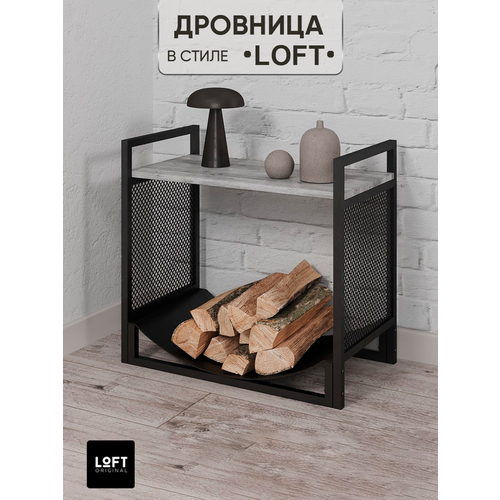 фотография Дровница металлическая Loft Original для дров для бани с полкой, купить онлайн за 7260 рубл